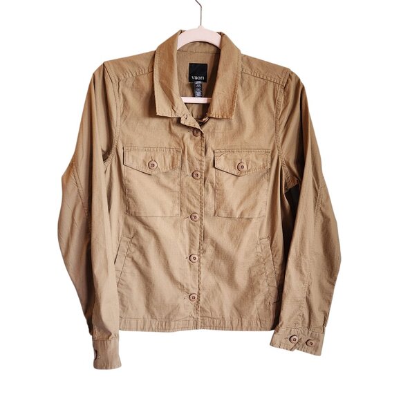 Vuori Jacket Small Tan Women's Ripstop Shacket Shirt Pockets Buttons - Picture 1 of 10